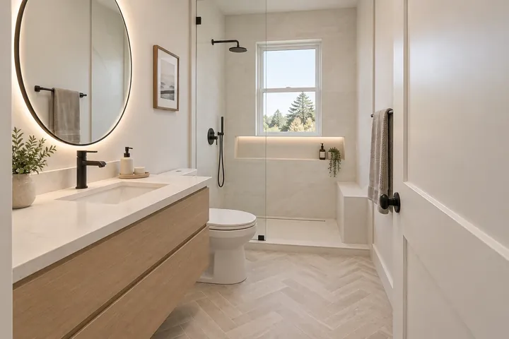 3D concept of a bathroom at the Signature finish level
