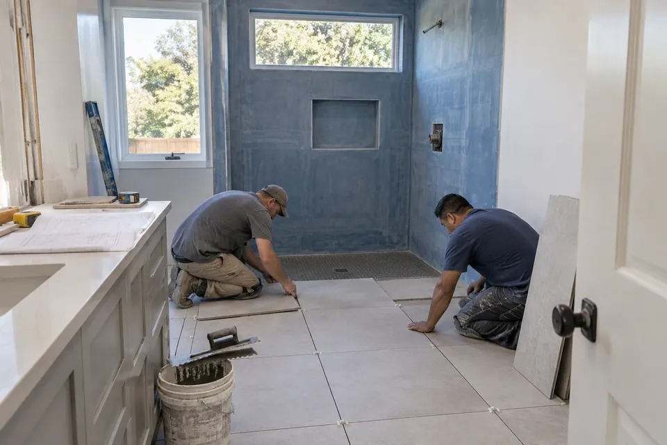 Bathroom remodel in progress in a Mountain View home