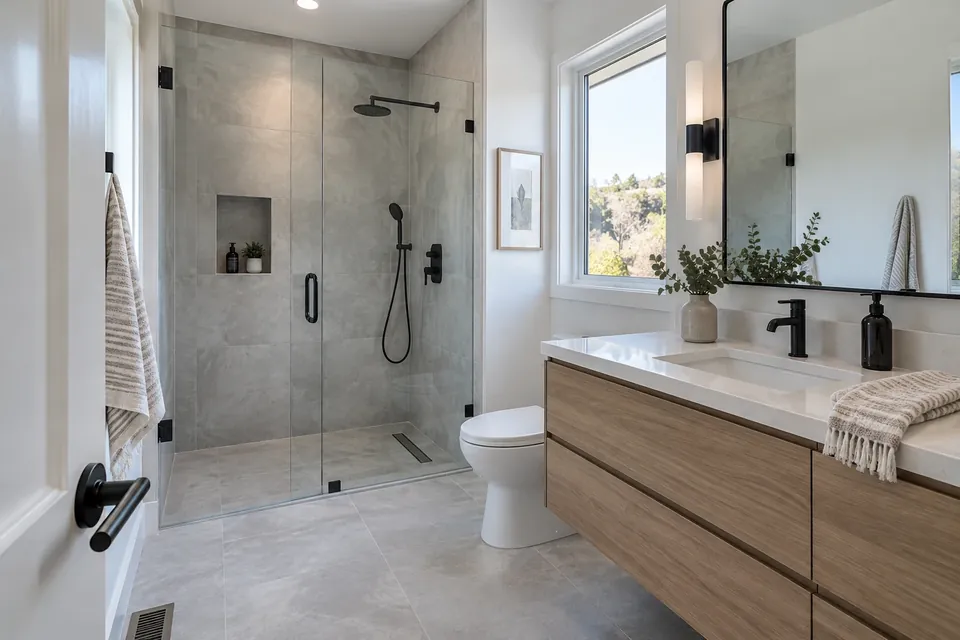 The finished bathroom in a Hillsborough home