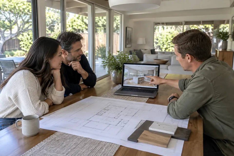 A design meeting in a Redwood City home